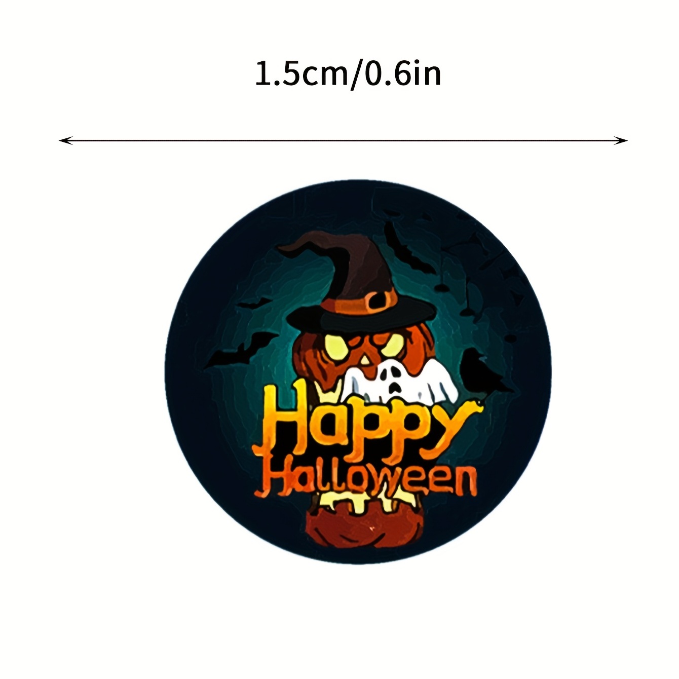 Halloween Sticker Roll 1.5 Inches - 200 Pcs 6 Designs Happy