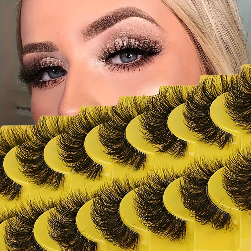 

10 Pairs 3d Faux Mink Lashes Fluffy Curly Soft Wispy Volume Natural Long E-girls False Eyelashes Eye Lash For Daily Party Festival Dating Makeup Use