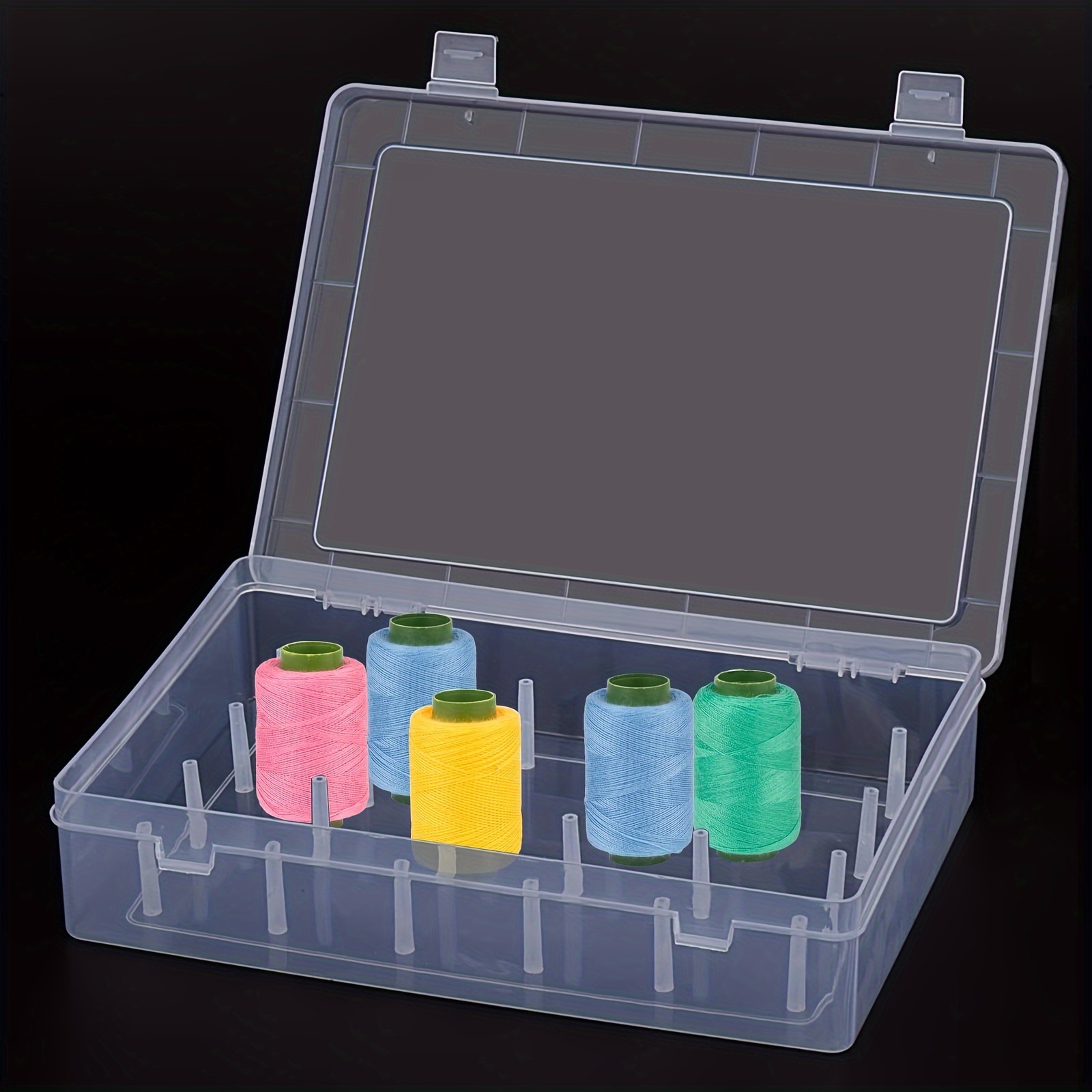 Caja para Hilos de Coser, 2pcs Caja Transparente para Hilos, Caja