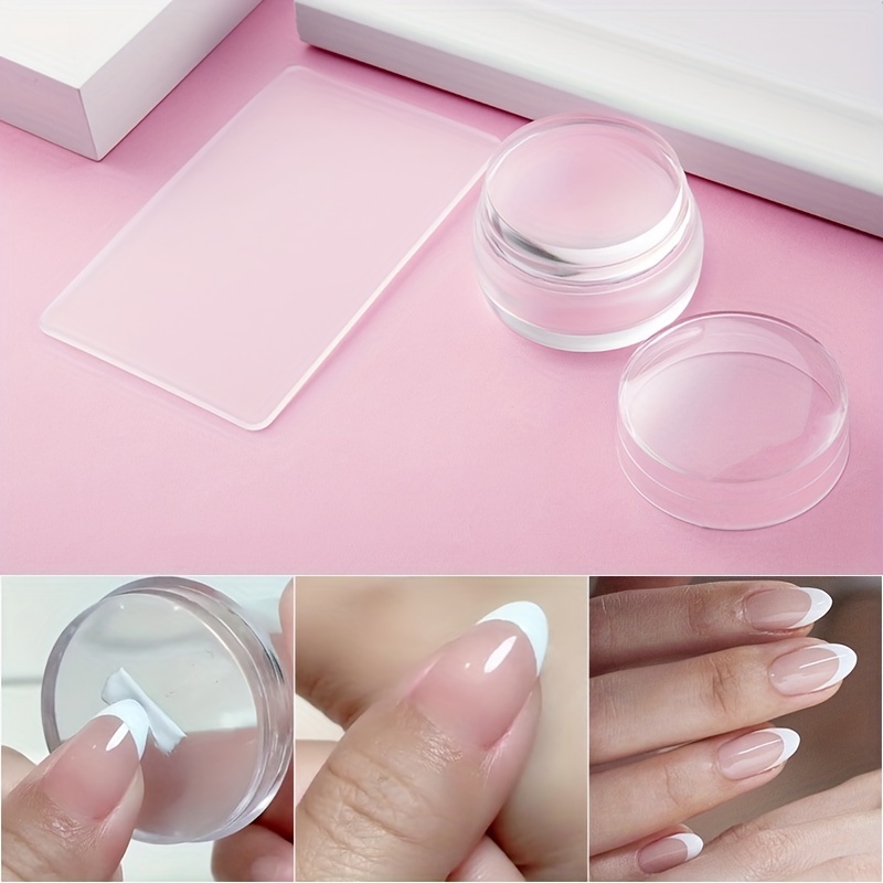 2 Pcs Clear Nail Stampers And Nail Scrapers, Nail Art Stamper Scraper Kits  For DIY Nails Make Up Beauty Tools