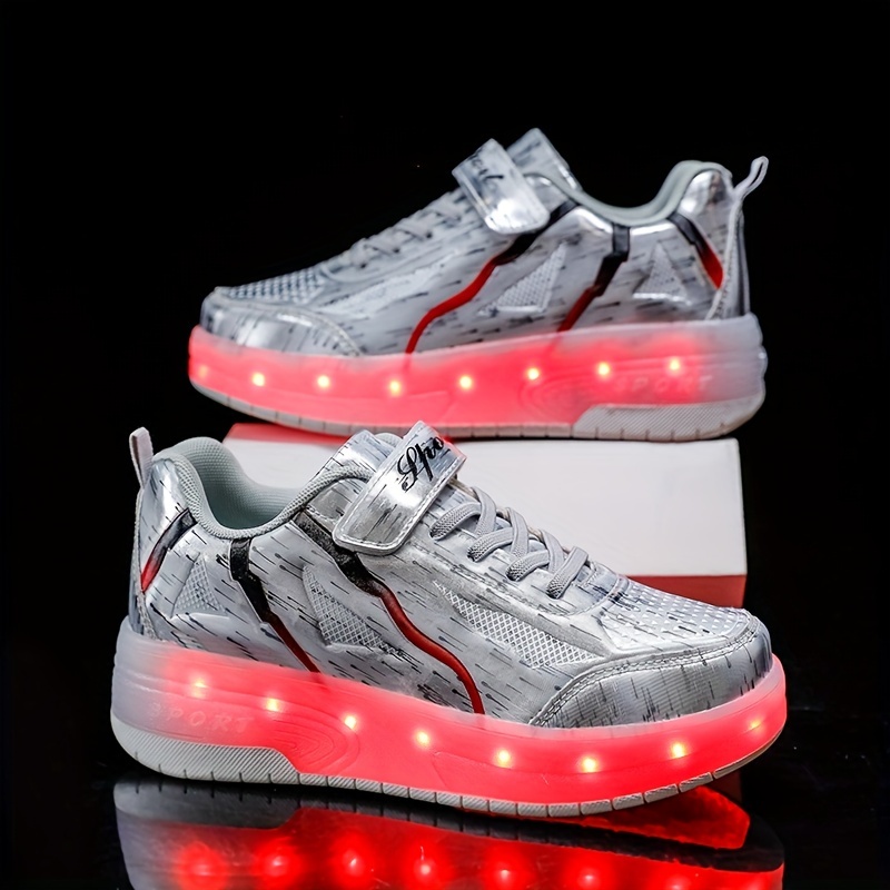 Nouveau Style Enfant Rose Basket Roulettes à Chaussures LED