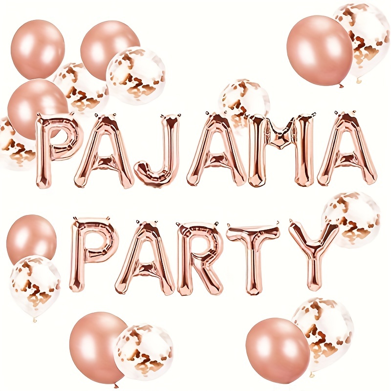 Rose Golden Letter Pajama Party Balloons Sleepover Party - Temu