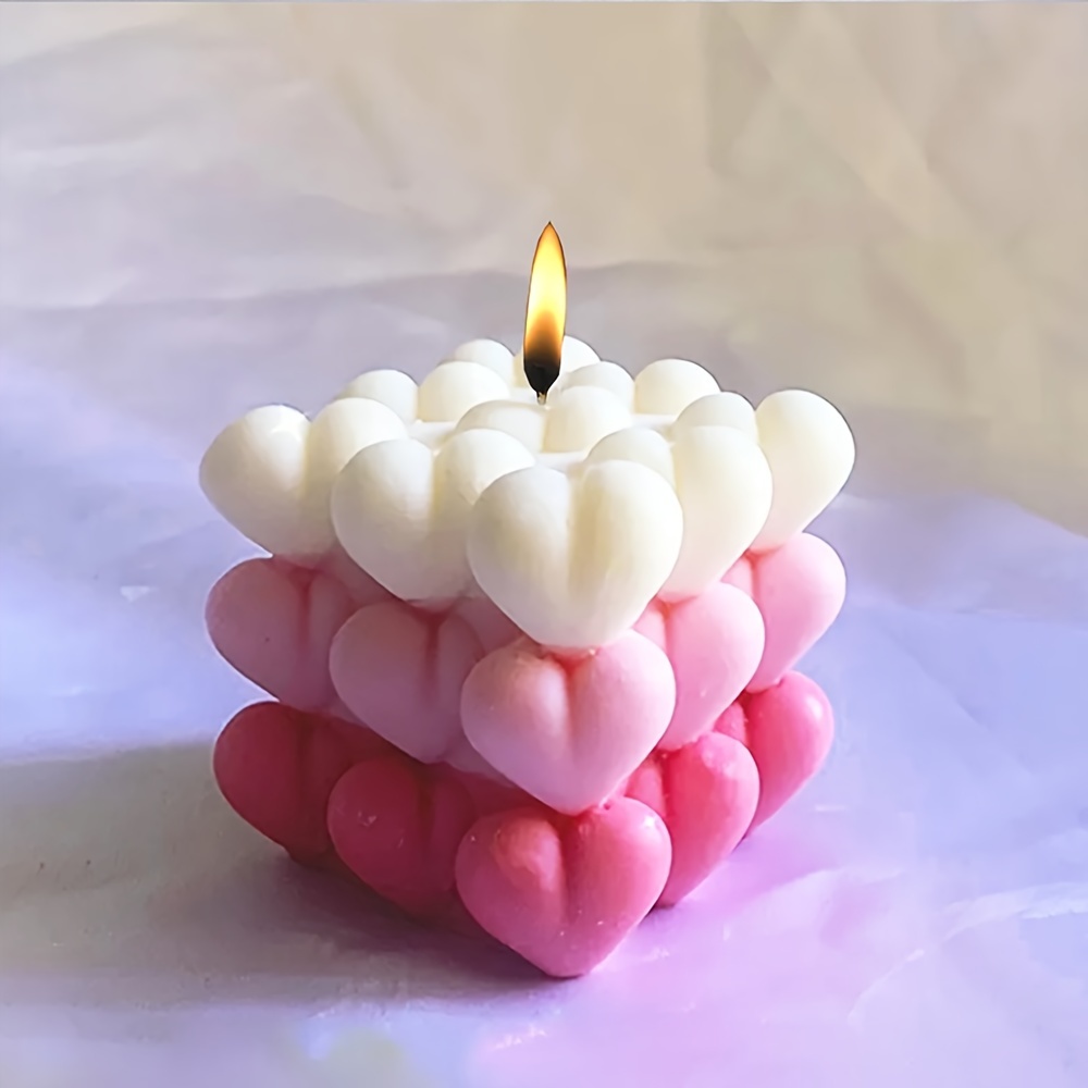 Cube Shape Bubble Heart Candle Mold Silicone Candles - Candle Mold