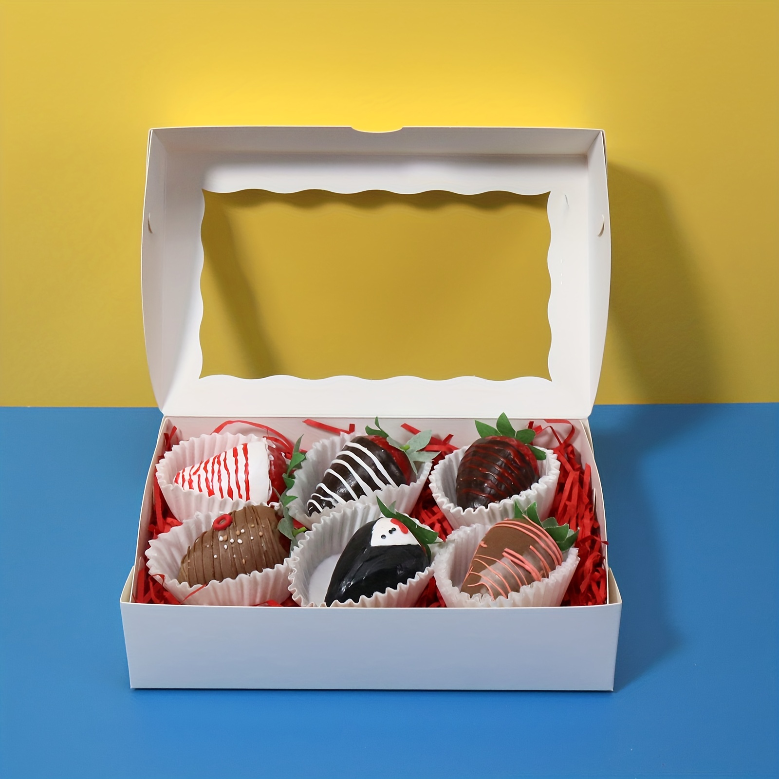 Chocolate Strawberry Biscuit Boxes White Bread Box With - Temu
