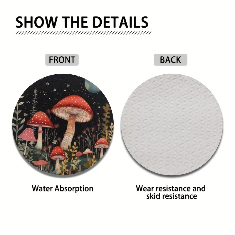 Mushroom Starry Sky Absorbent Car Cup Holder Coaster Mats - Temu