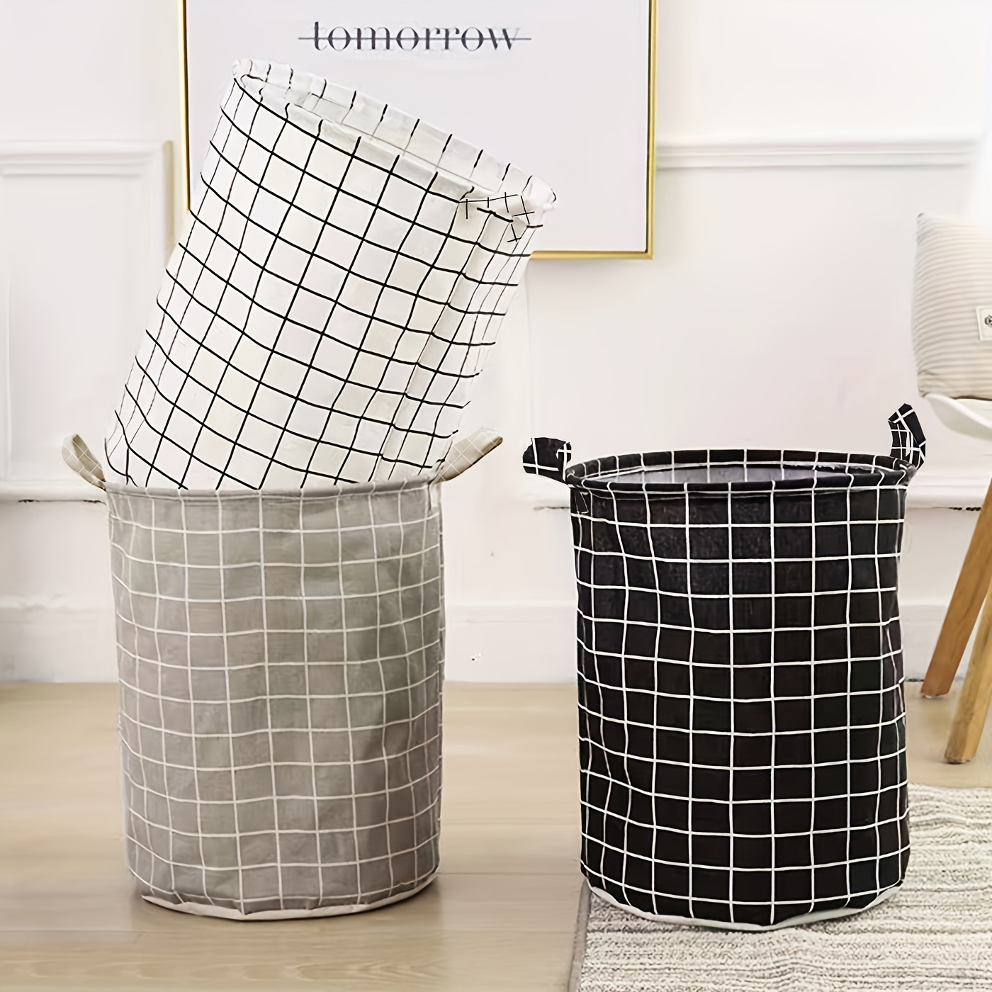 1pc Large Capacity Clothes Storage Basket Grid Folding Dirty Clothes Basket  For Home Supplies Portable And Convenient - Home & Kitchen - Temu Ireland