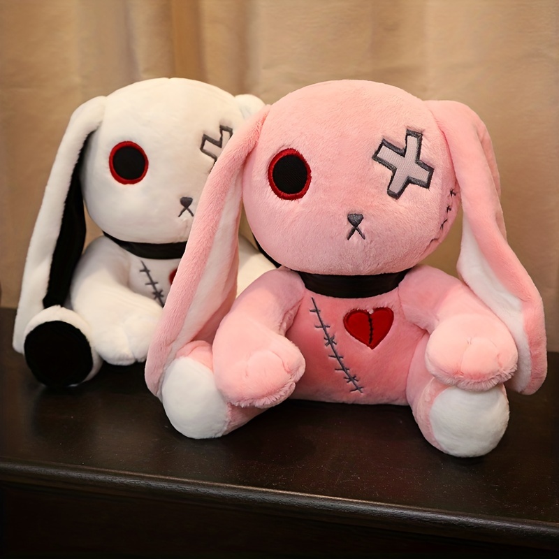LKMYHY 12 Creepy Goth Bunny Plush - Spooky Stuffed Animal Toy for  Halloween, Easter, Christmas, Birthday Gift (Black)