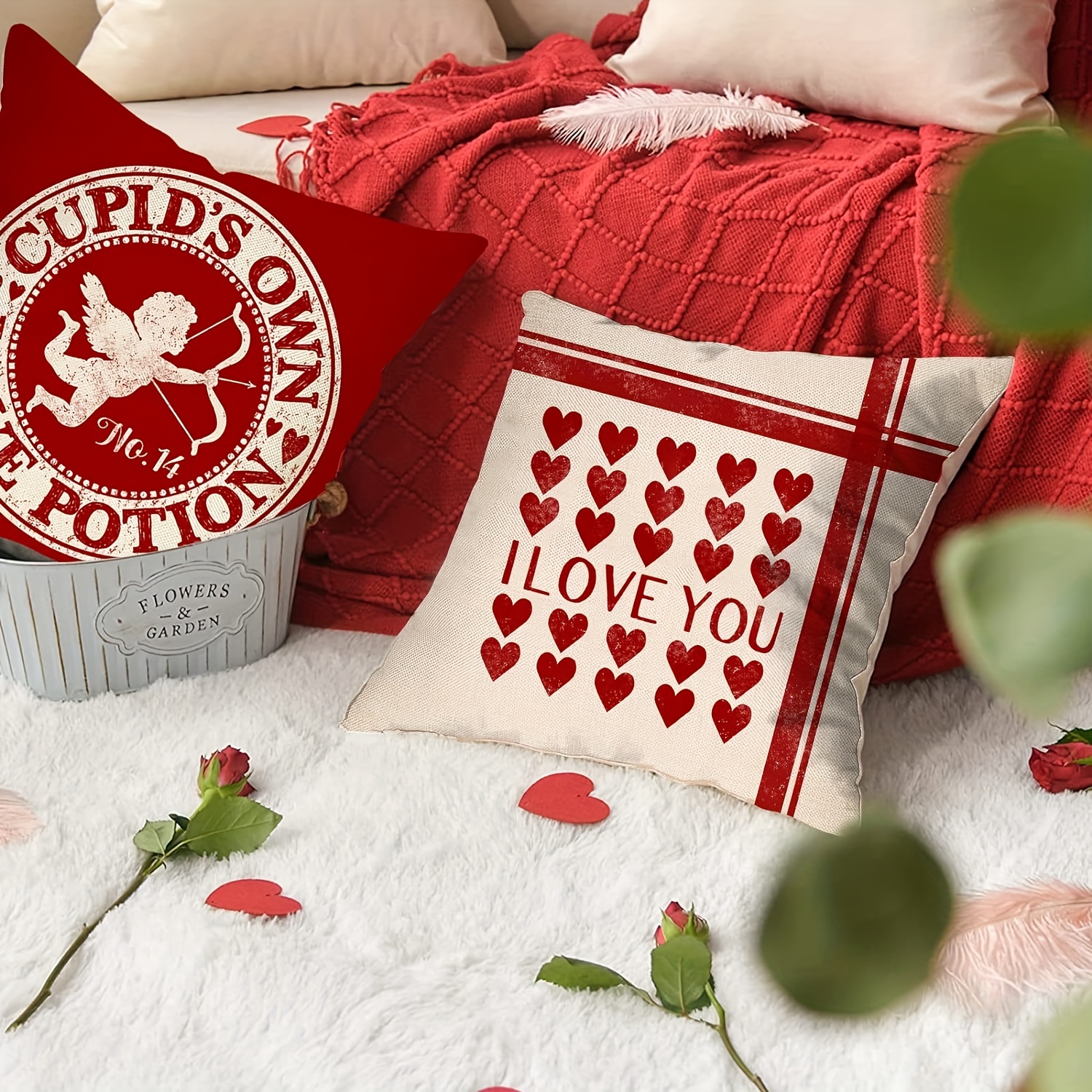  Valentine Pillow Covers 18×18 Inch Red Love Heart Valentine  Holiday Cushion Pillow Case Decorative Throw Cushion Cases for Sofa Couch  Valentine Farmhouse Living Room Deal : Home & Kitchen