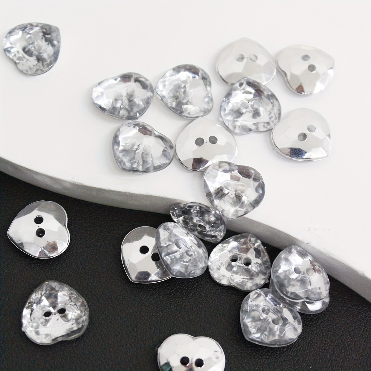 Rhinestone heart shape buttons