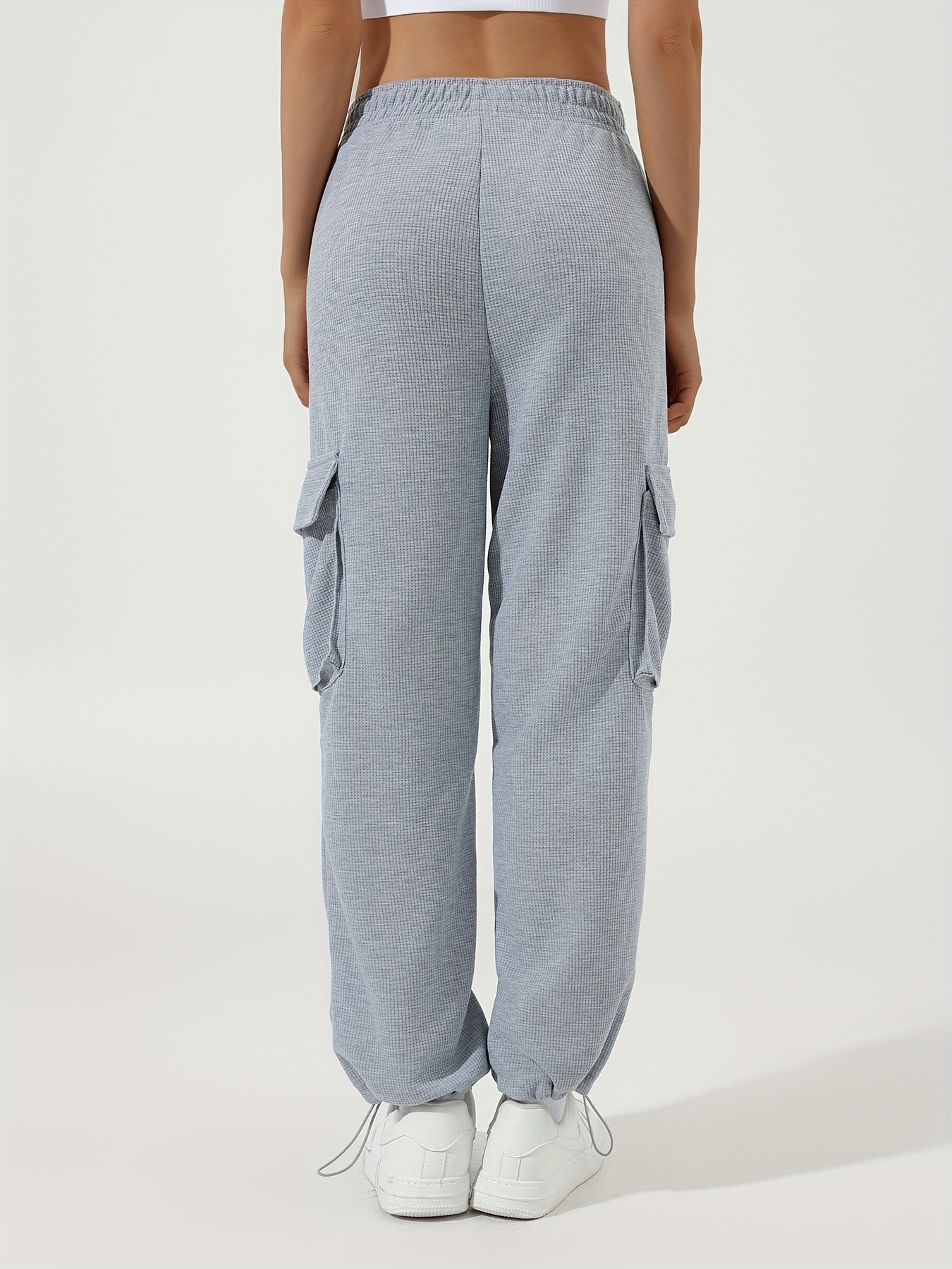  Womens Waffle Sweatpants High Waisted Solid Color