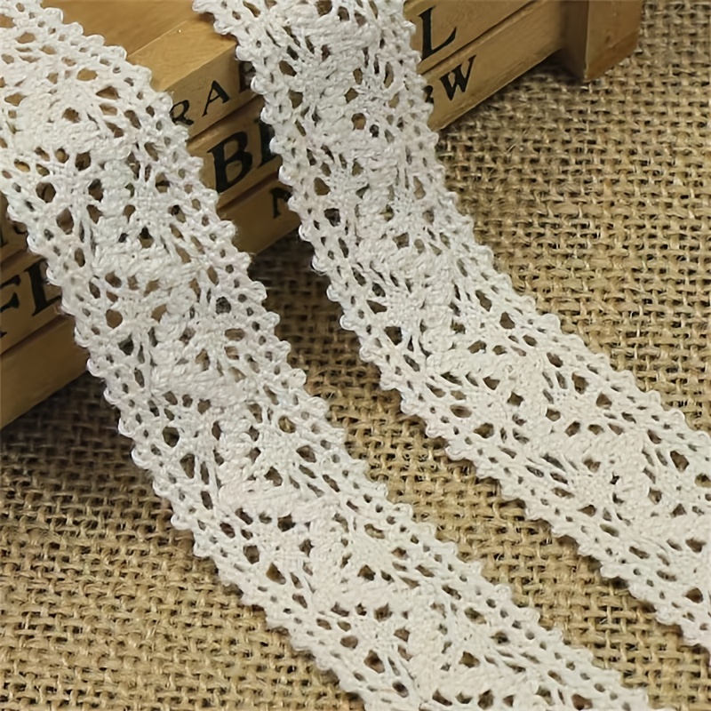 Lace Ribbon Self-Adhesive Cream, Vintage Lace Ribbon Roll Cotton Lace  Border Lace Trim Wedding Christmas Decorative Ribbon Gift Ribbon Cotton Lace  Ribbons for Crafts for DIY Scrapbook Decoration