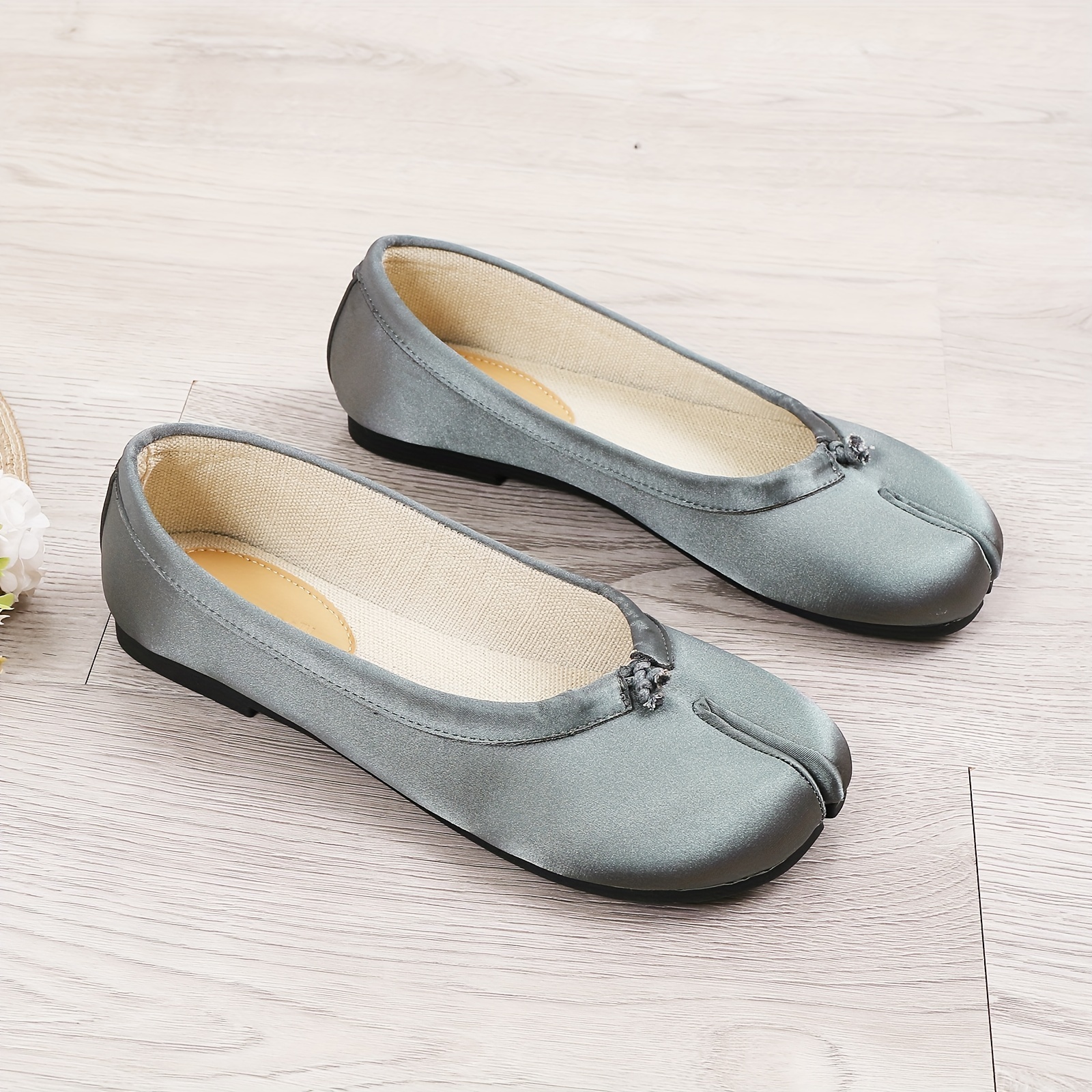 Women's Satin Tabi Flat Shoes Comfy Soft Sole Slip Shoes - Temu