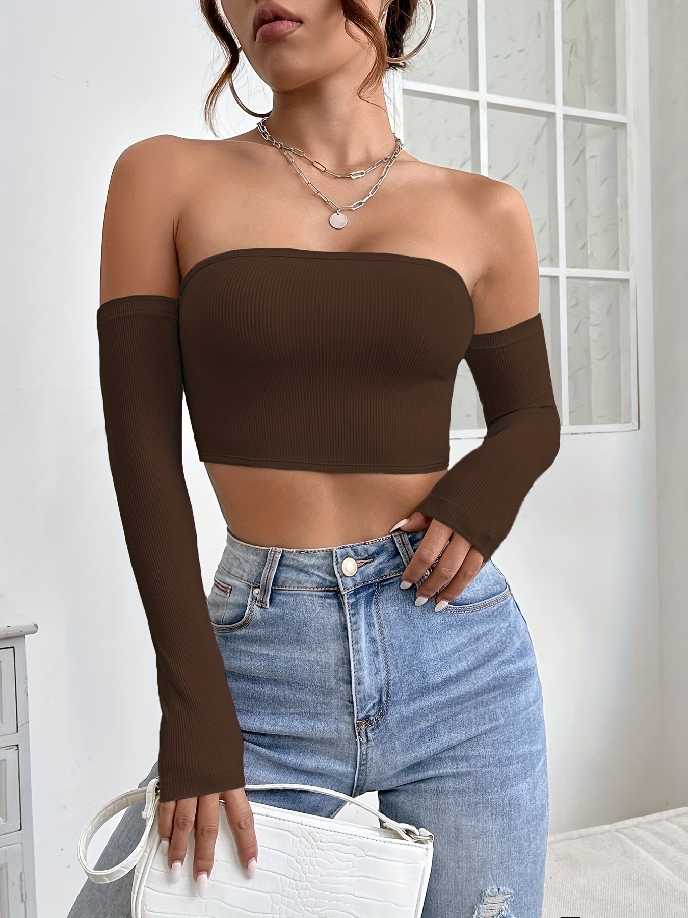 Crop Tops For Women Trendy Ladies Fashion Backless Tops Blouse Off