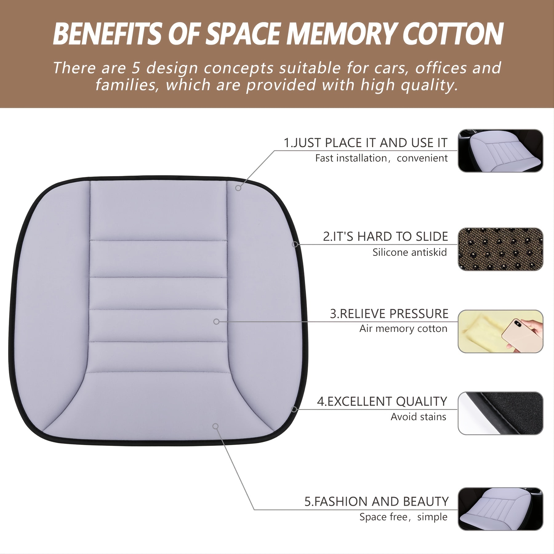 Car Seat Cover Memory Foam Protector Pad Driver Pad Office Chair Home  Cushion