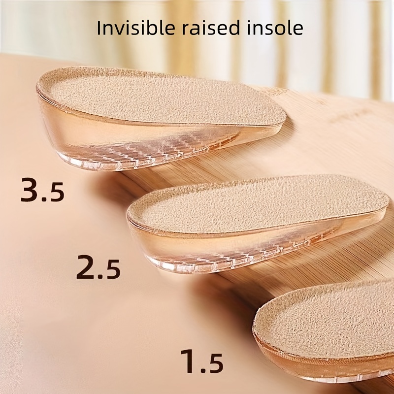 

1pair Invisible Inner Raised Insole, Silicone Raised Insole, Self-adhesive Soft Cushion For Men And Women