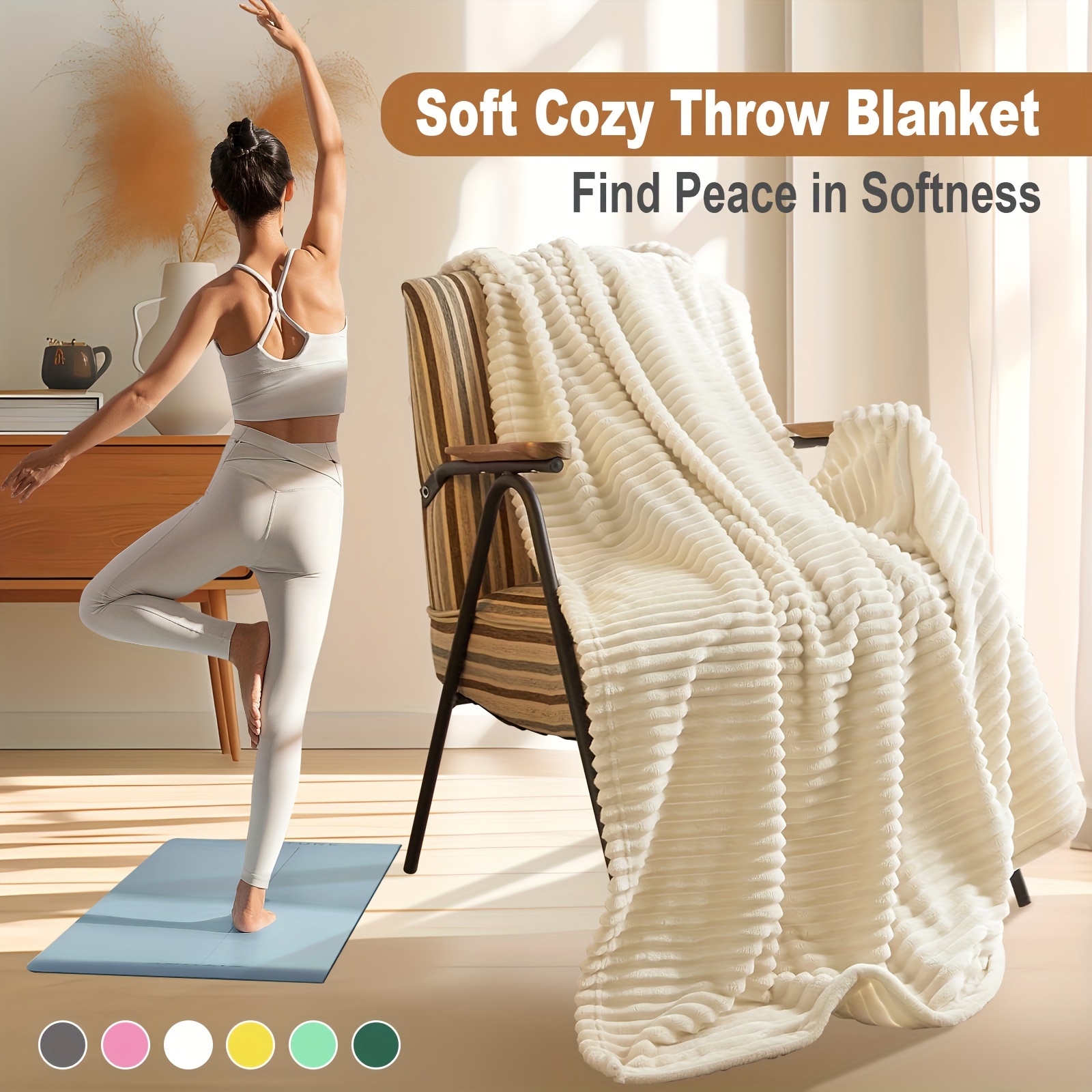 Large Soft Plush Blanket Yoga Mat Non slip Solid Color Yoga - Temu