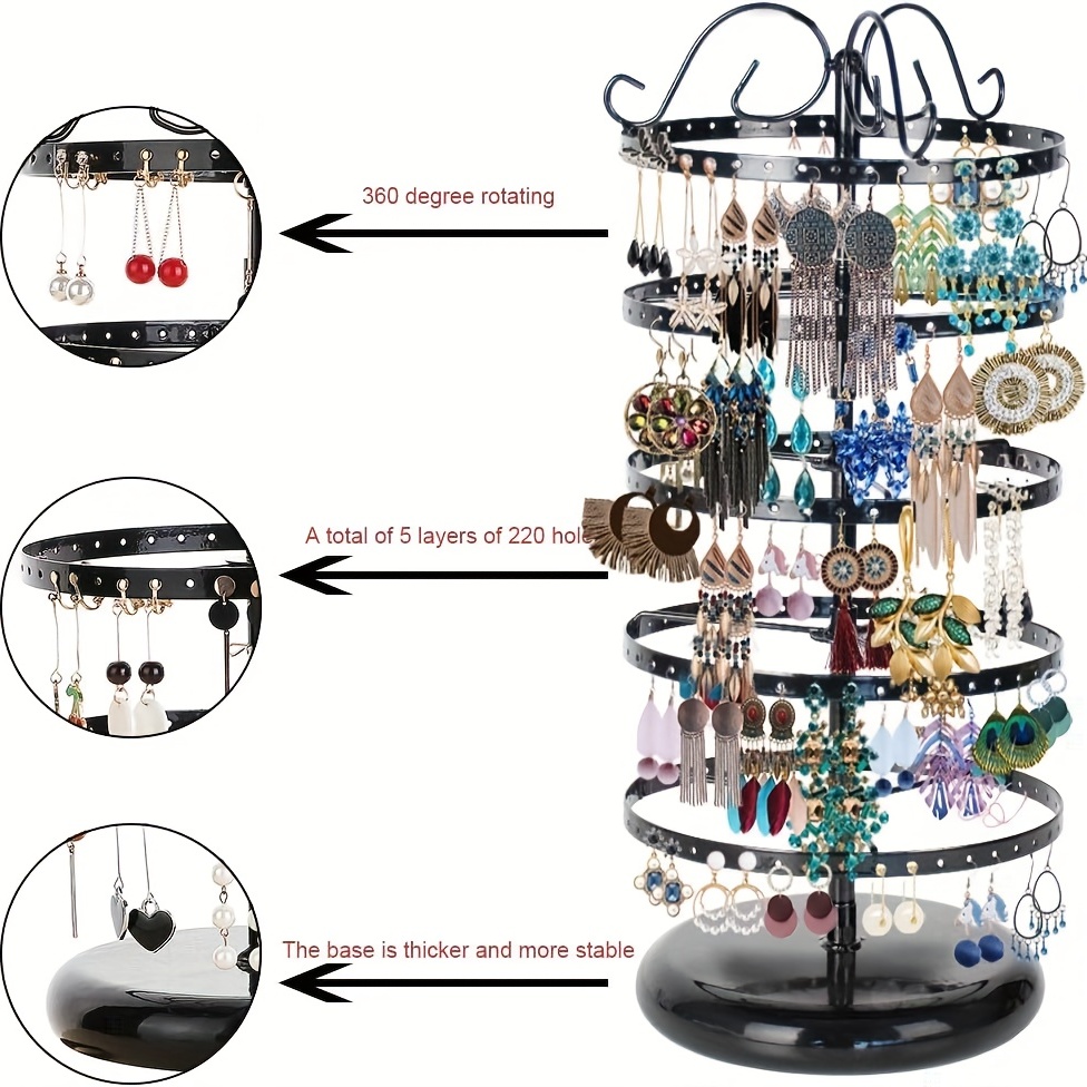 3 Level Spinning Jewelry Display Stand, Black Color