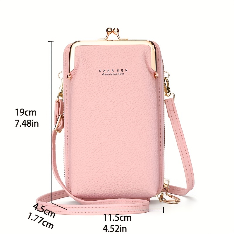 Mobile Phone Bag With Kiss Lock, Women Double Layer Crossbody Bag, Mini  Zipper Coin Purse And Wallet - Temu