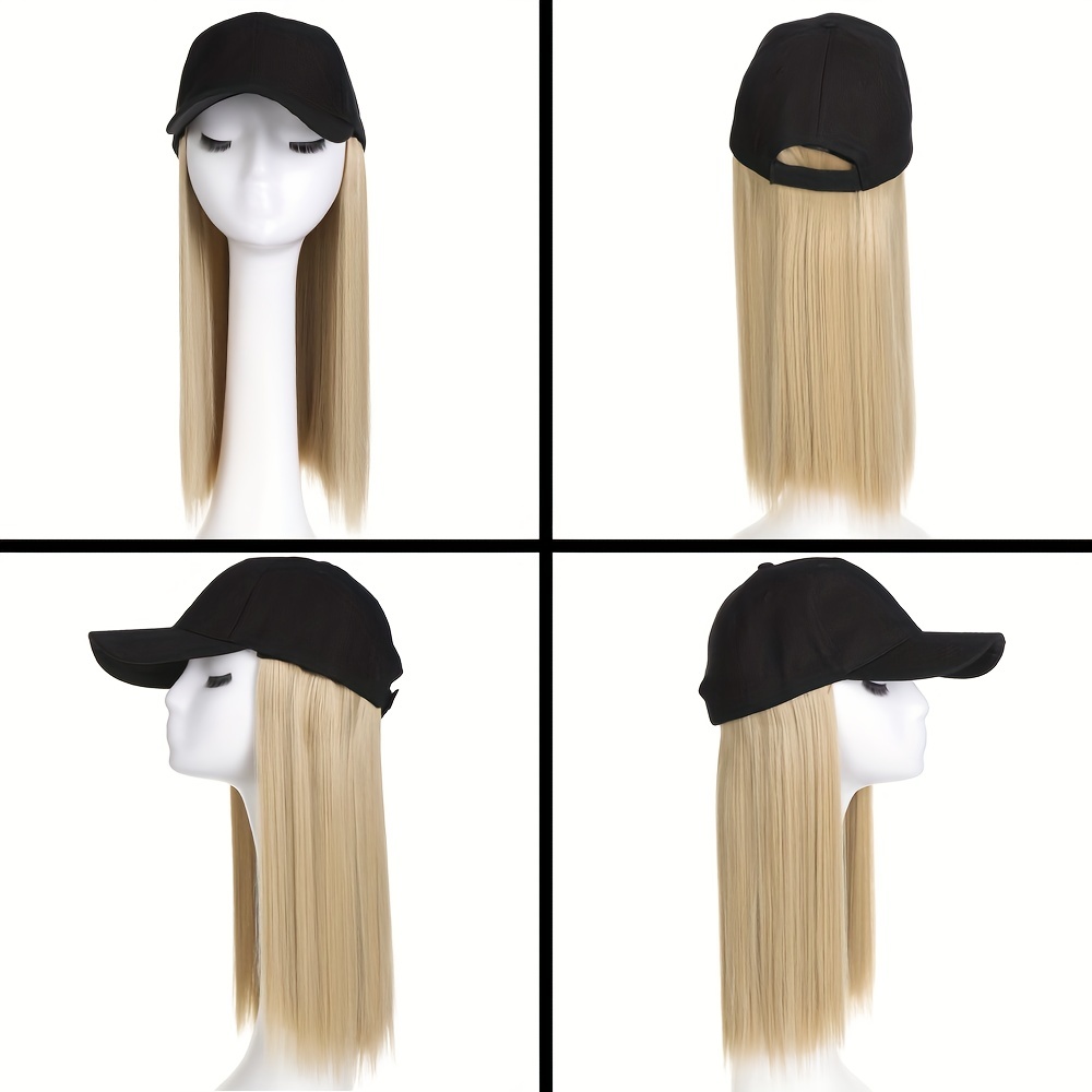 Hat with Tie-Dyed Baseball Cap and Straight Hair Wigs