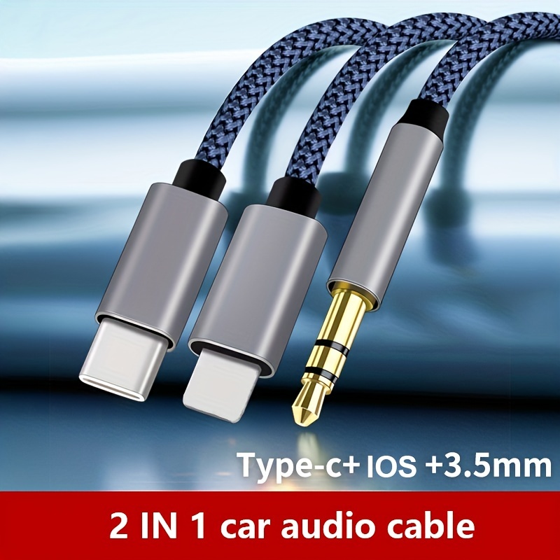 Adaptador auxiliar estéreo de coche para cable de audio de 0.138 in macho  para audio adaptador de entrada AUX, cable adaptador de interfaz de música