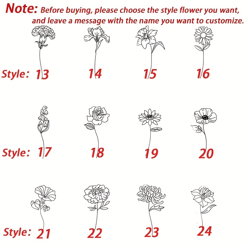 Custom Name Keychain Twenty Four Styles Birth Flowers - Temu