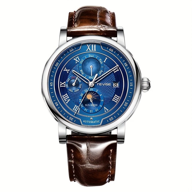 Mens Waterproof Fully Automatic Mechanical Watch Mens Lunar Calendar Casual  Fashion Watch Festival Gift | Shop Now For Limited-time Deals | Temu