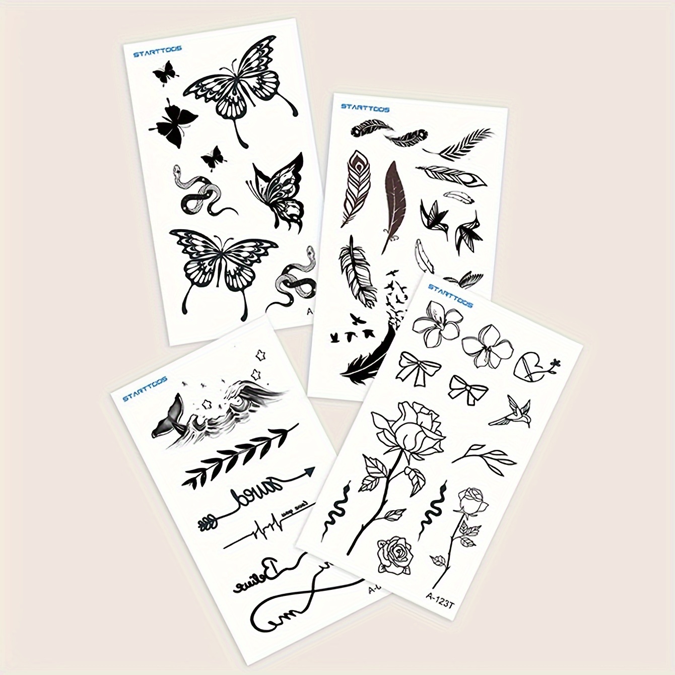 Henna Tattoo Schablone – Feder, Mandala, Schmetterling – Mikronetz-Vorlage Für Körper & DIY