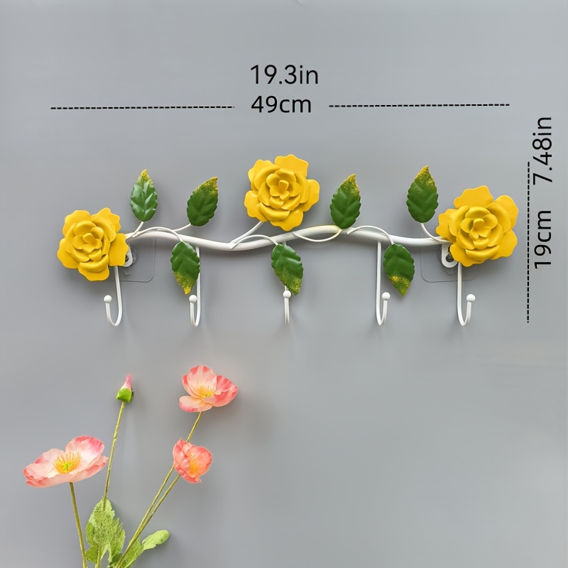 Rose Decorative Wall Row Hooks Home Accessories Home Decor - Temu