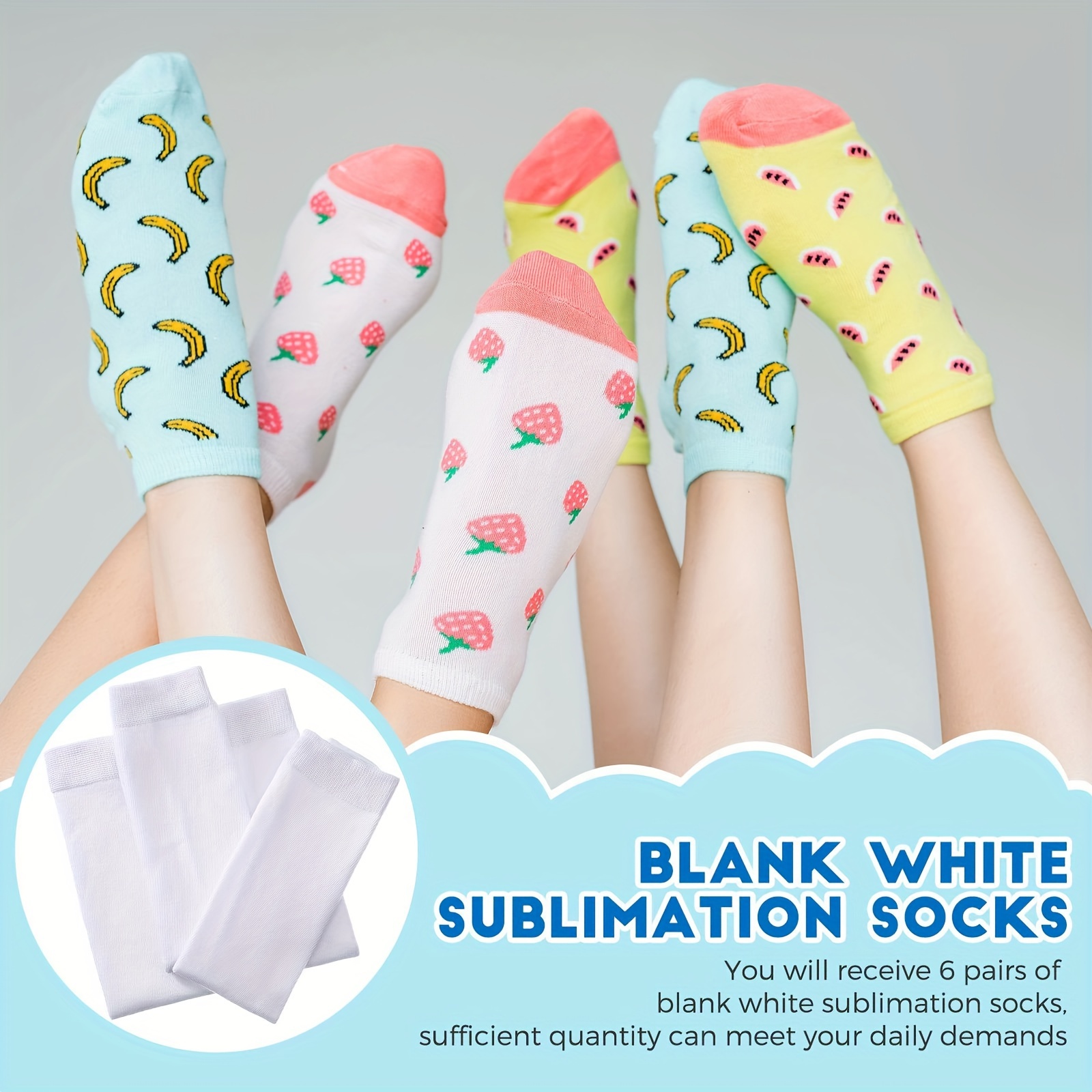 Sublimation Socks for Women Short sold by pair ( DLW03) 6pcs/pack) I-9