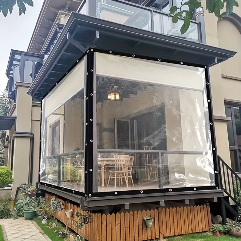  ZXCASDF Lona impermeable al aire libre, lona transparente de  PVC resistente al agua, lona para cubrir la lluvia del sol, para jardines  de invierno, balcones, granjas, garajes, personalizable, 6.6 x 11.5 ft