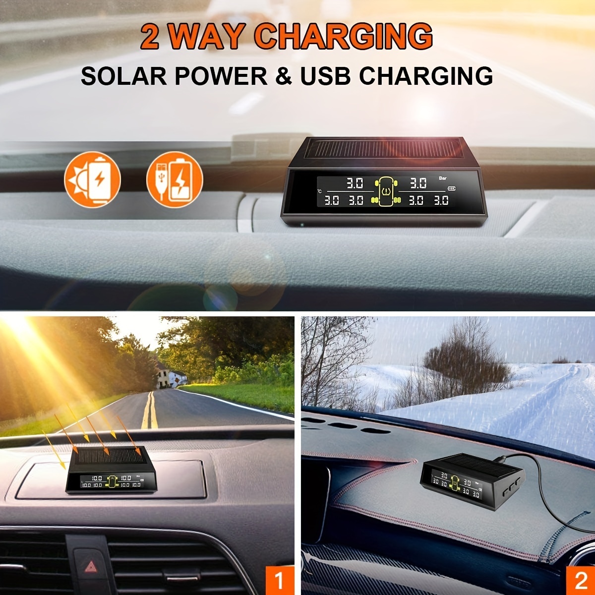 Rv Tpms Tire Pressure Monitoring System Solar Wireless Tpms - Temu