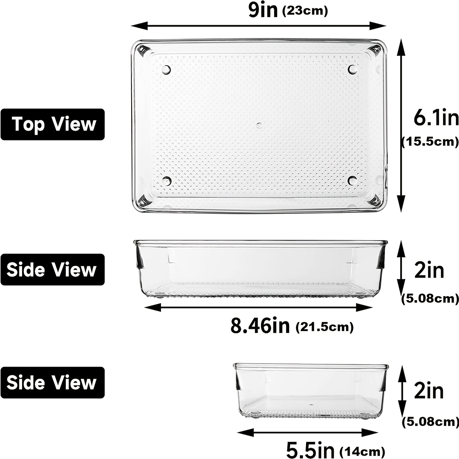 Plastic Drawer Organizer - 9 X 3 Inch