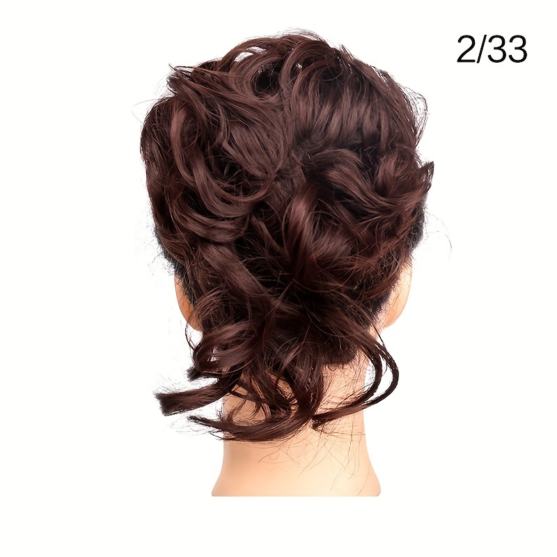 Curly Synthetic Messy Chignon Brown Donut Hair Bun