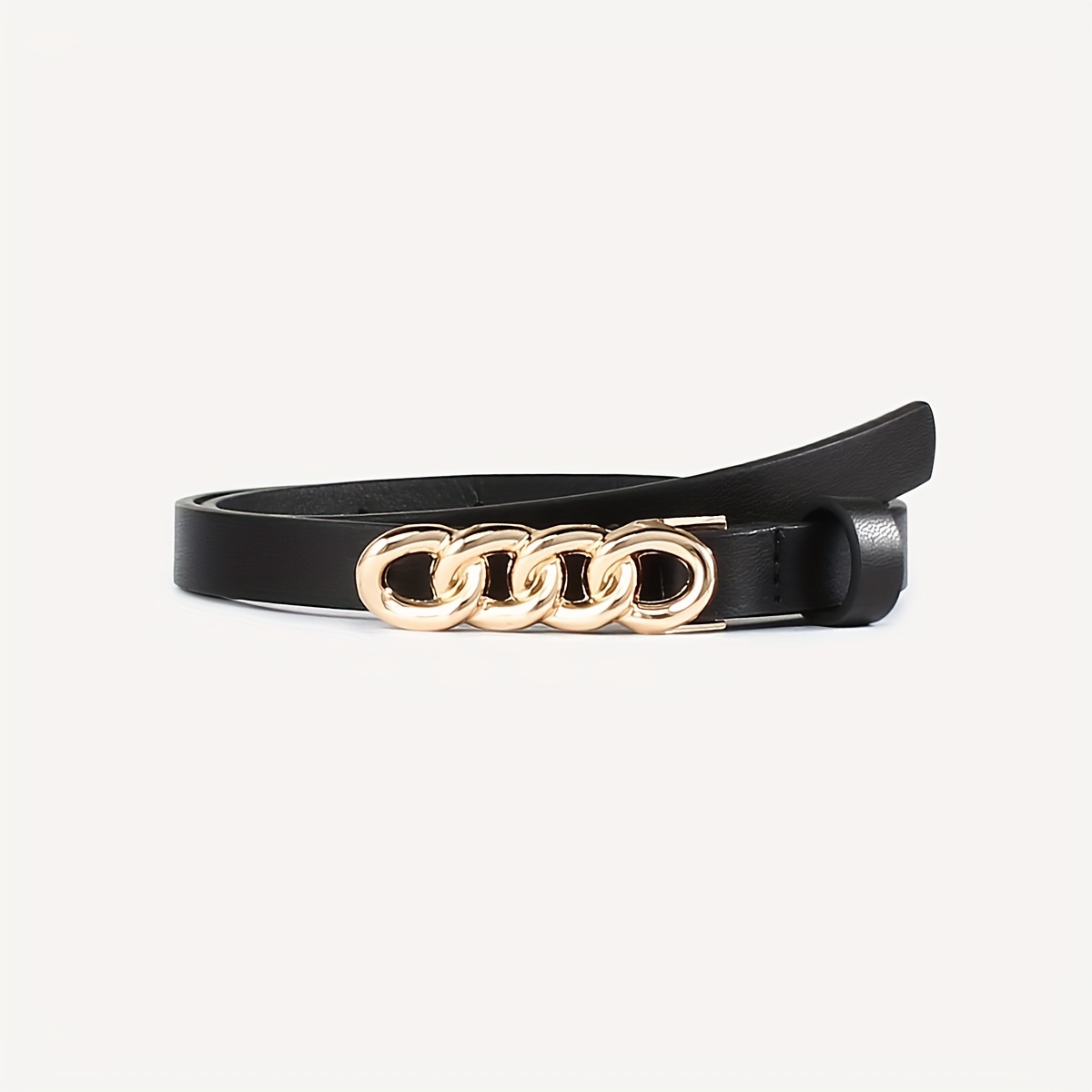 1pc Kids' Gold Letter Buckle Pu Belt