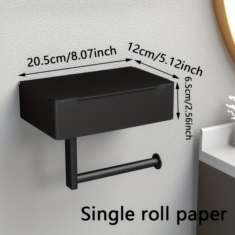 Image of 1pc Stainless Steel Toilet Paper Holder With Shelf & Wipes Storage - Wall-mounted Bathroom Tissue Dispenser, Space- , No-drill Installation For Bathrooms, Homes, Hotels, Offices (heavy-duty