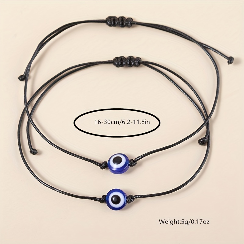 2 Pcs Devil's Eye Shape Beads Bracelet Set, Adjustable