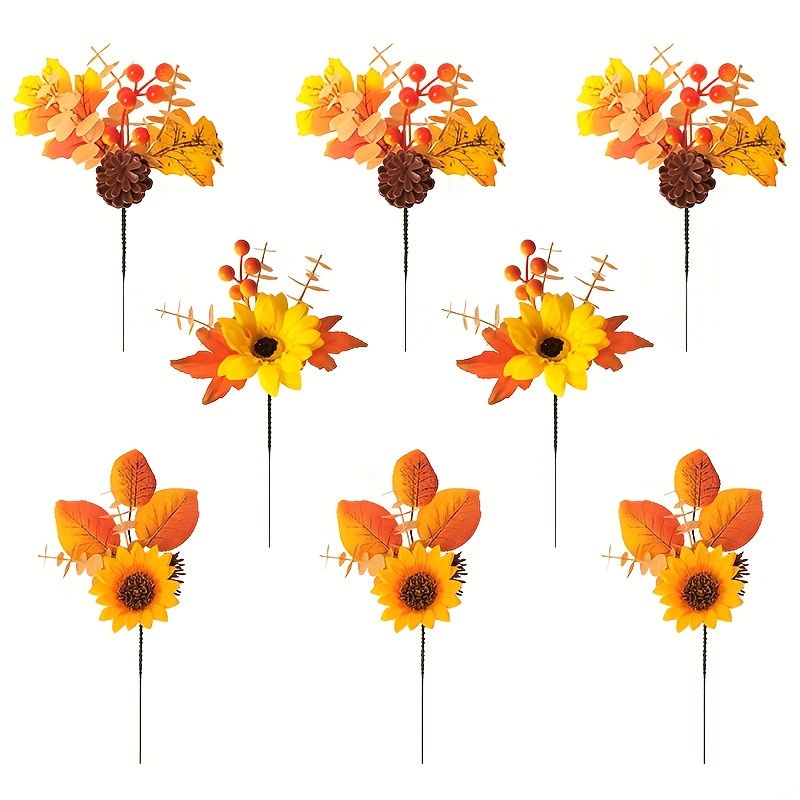 Fall Flower Picks Sunflower Berries Pumpkin Daisy and Misc Floral