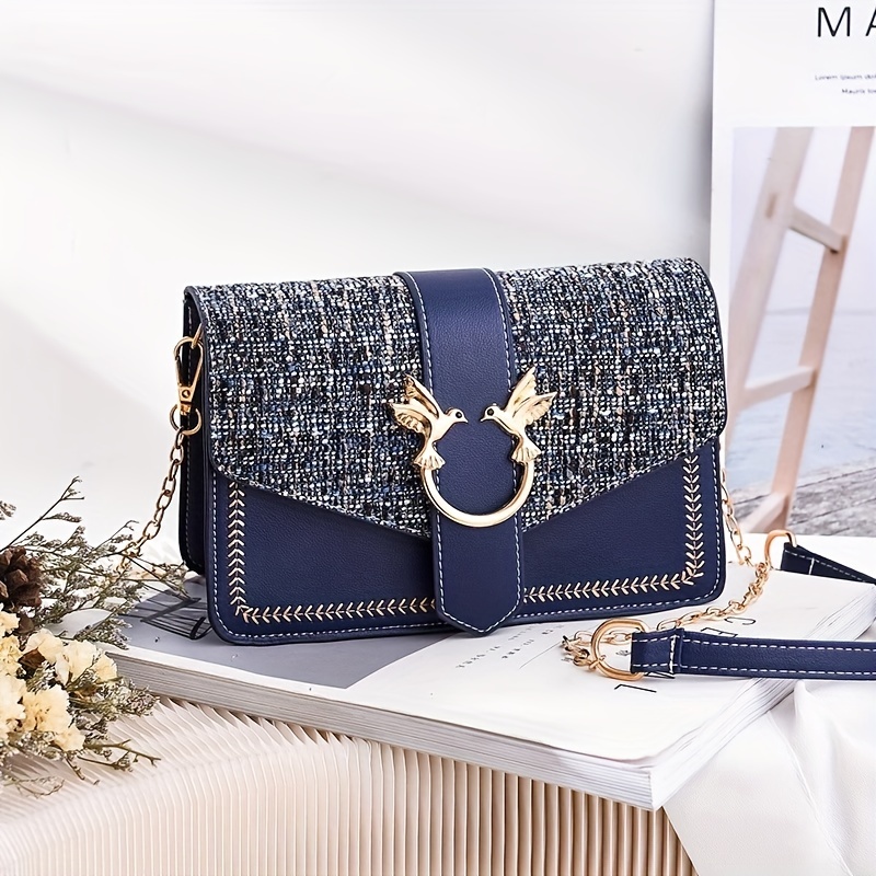 Metal Decor Envelope Evening Bag Fashion Chain Crossbody Bag