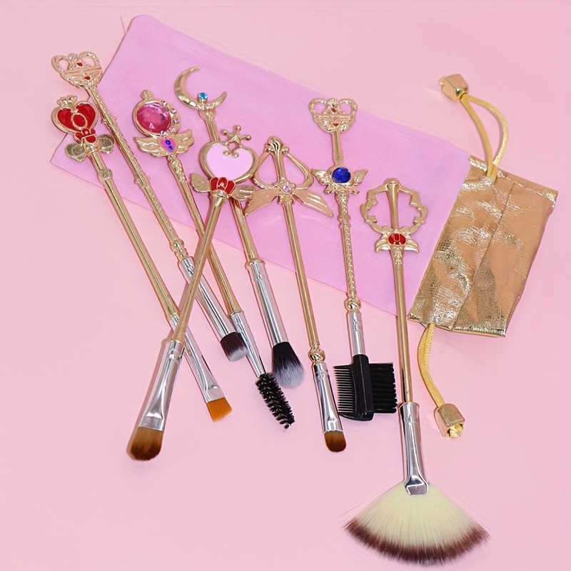 8pcs Sakura Makeup Brush Set with Pink Bag Ideal Gift for Moon Fans