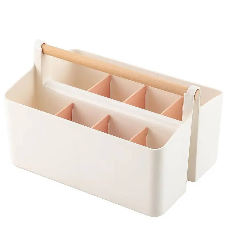 1pc Portable Plastic Caddy With Handle, Large Capacity Storage Bin