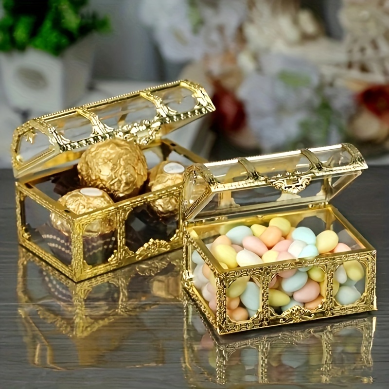 Luxury Square Clear Acrylic Gift Boxes with Rattan Handle Acrylic Carry Box  for Candy Jewelry Wedding