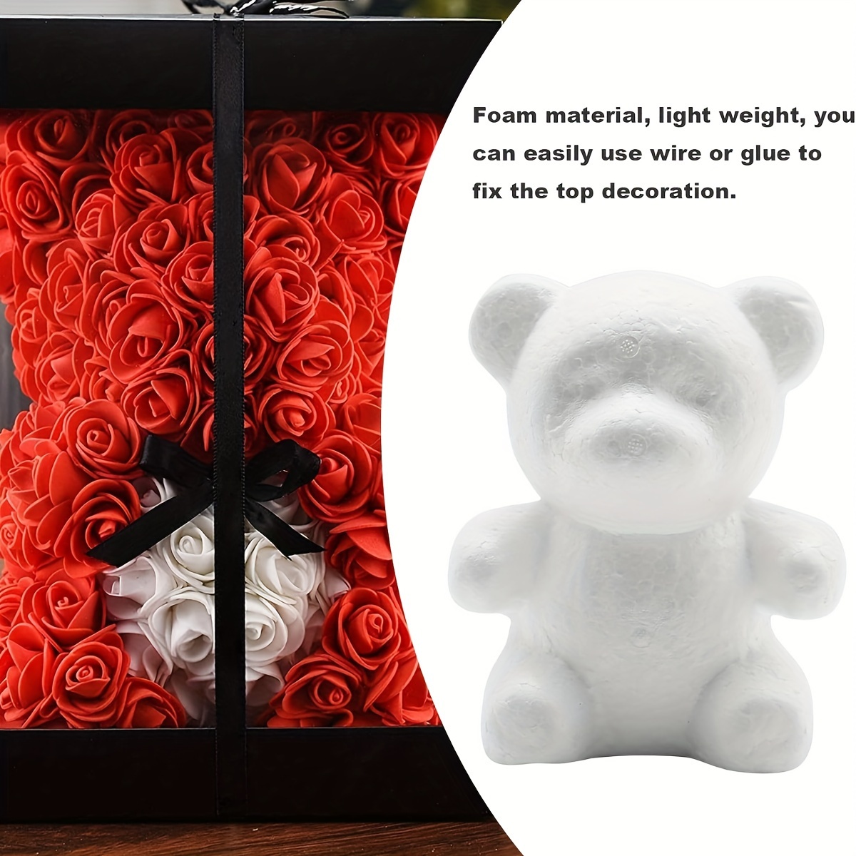 30cm Modelling Polystyrene Styrofoam White Foam Bear Mold Teddy For  Valentine's Day Gifts Birthday Party Wedding Decoration