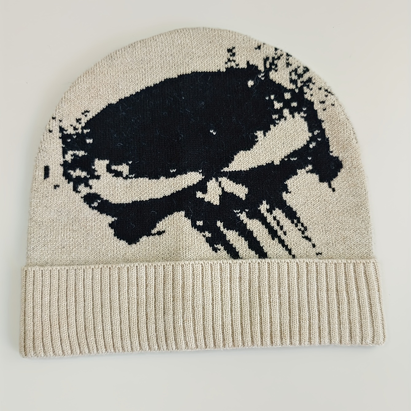 Ghost Face Jacquard Beanie Y2k Elastic Knit Hat Gothic - Temu