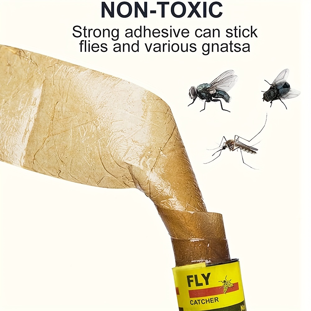Nontoxic Fly Strips, indoor and outdoor. Sticky Fly Ribbons trap flies and  mosquito (4)