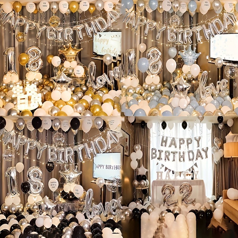 ラテックスアルミホイルの誕生日バルーンセット、誕生日の装飾、誕生日パーティーのテーマの背景の壁の装飾 - Sports & Outdoors -  Temu Japan