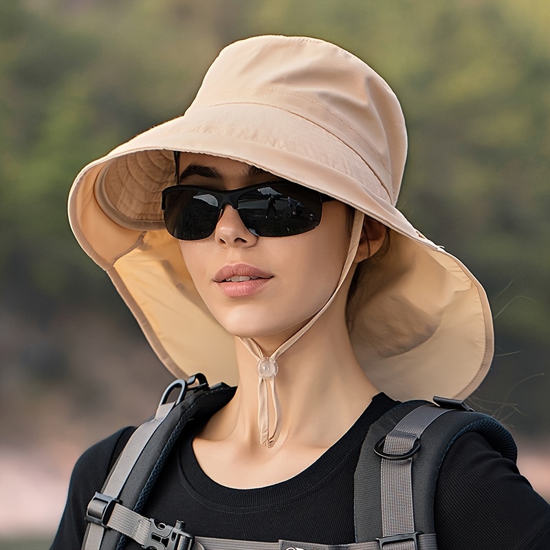 Wide Brimmed Sun Hat Solid Color Foldable Uv Resistant - Temu
