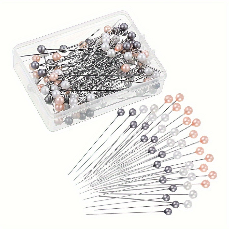

100pcs Long Clothing Accessories Flower Fixing Pin Decoration 55mm White Powder Gray Three-color Bead Light Pin Round Ball Positioning Pin