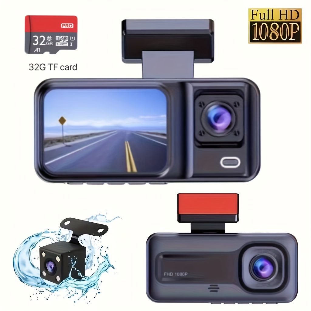  LYHSH Cámara para coche D-V-R Dash Cam grabadora de vídeo 3 en  1Vista trasera cámara dual Full HD cámara de coche 3.6 Ciclo de grabación  de visión nocturna G-sensor Dashcam para
