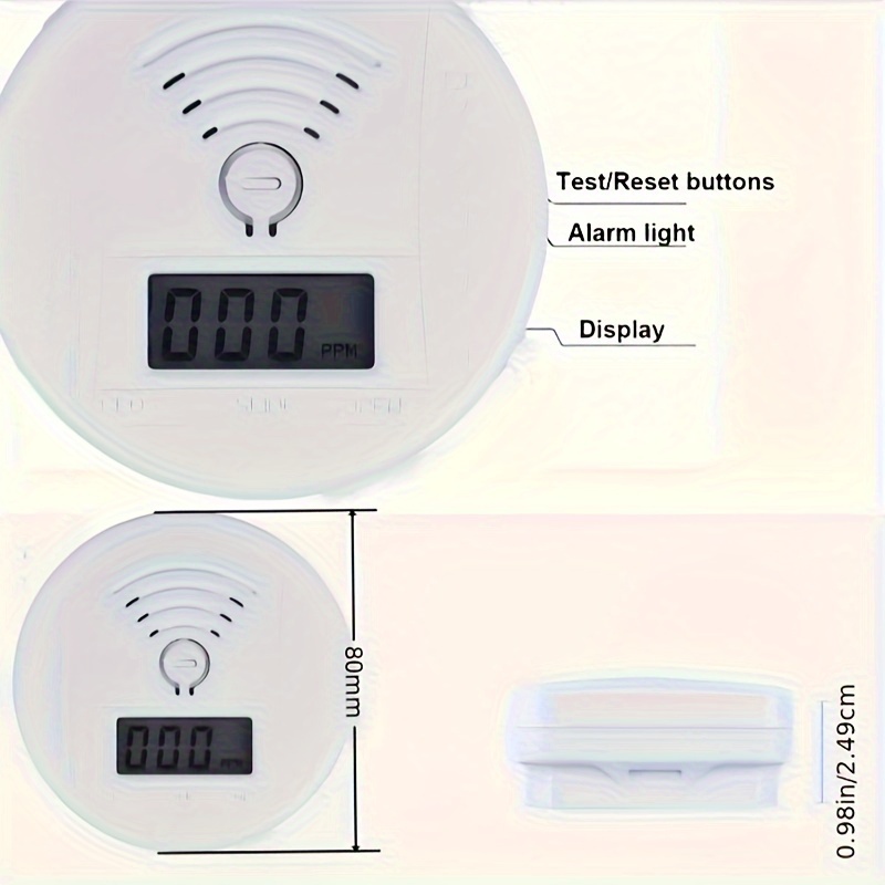 1pc Detector De Monóxido De Carbono, Detector De Alarma De Monitor De Gas  CO, Sensor De CO Con Pantalla Digital LED Para Hogar, Depósito