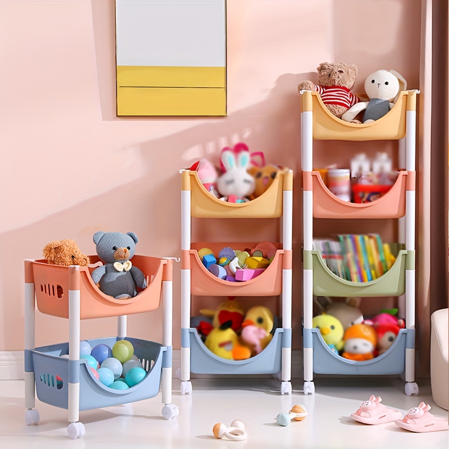 1pc 3/4 Layers Color Storage Shelf, Household Book Toy Sundries Storage And  Organizer Rack, Bedroom And Living Room Mobile Snacks Storage Cart, Home O